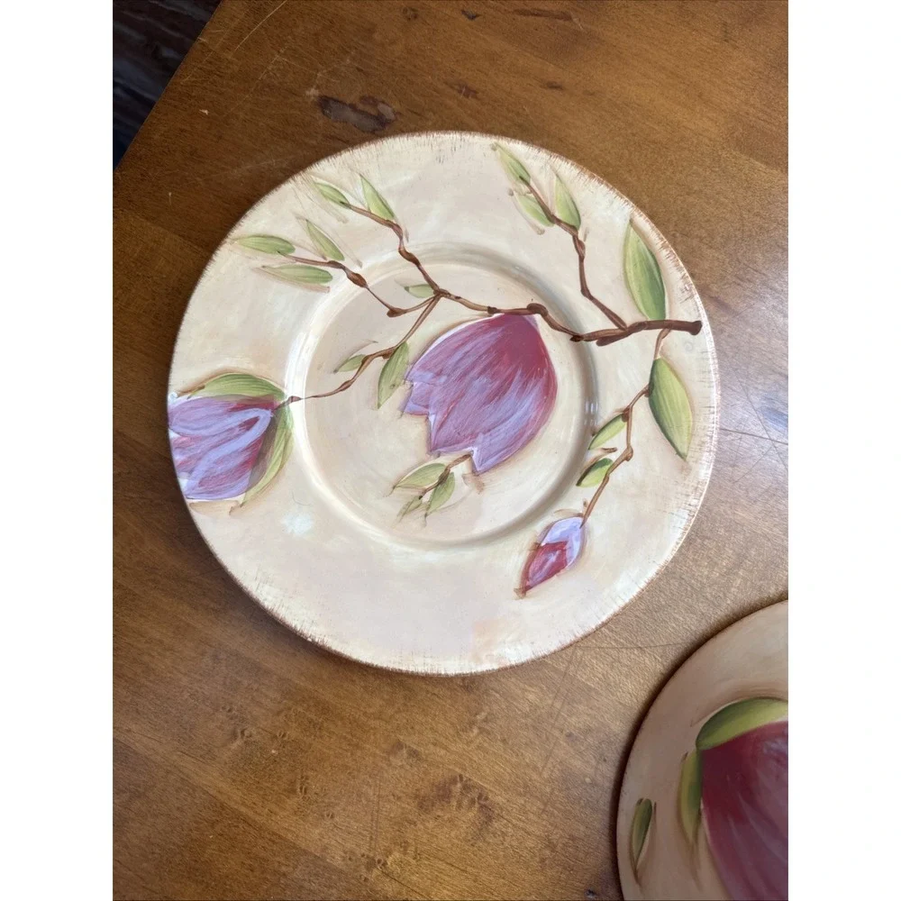 VTG Yankee Candle Spring  Floral Tulip Ceramic Candle Shade Topper & Plate Set